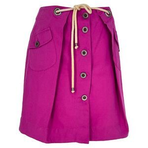 See by Chloé Tie-Front Mini Skirt in Pink Linen